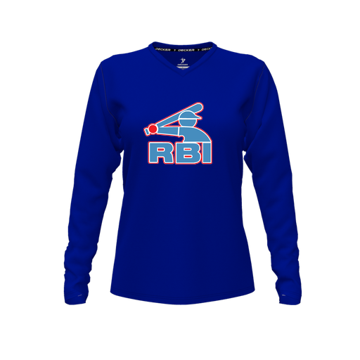 [FTLVPTRY-FYXS-LOGO1] Decker Performance T-Shirt (Female Youth XS, Royal, V Neck, Long Sleeve)