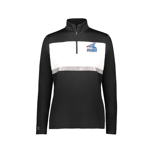 [222791.420.XS-LOGO1] Ladies Bold 1/4 Zip Pullover (Female Adult XS, Black)