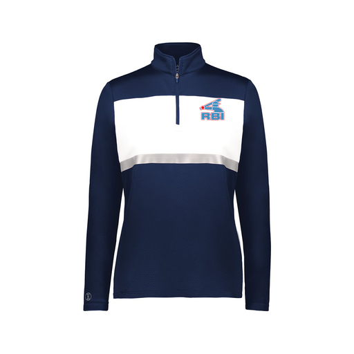 [222791.301.XS-LOGO1] Ladies Bold 1/4 Zip Pullover (Female Adult XS, Navy)