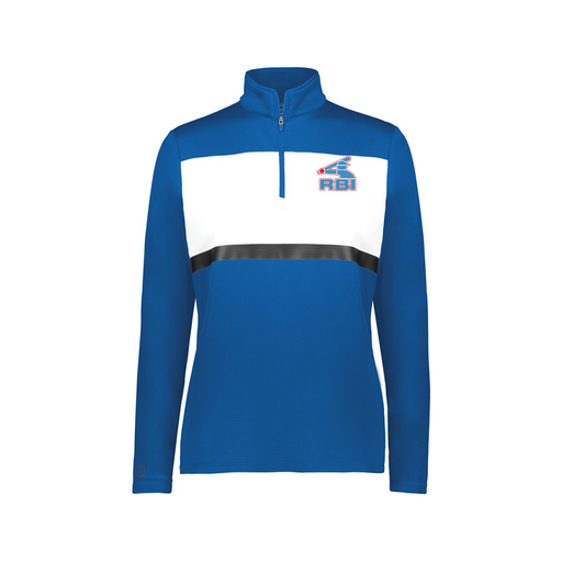 [222791.280.XS-LOGO1] Ladies Bold 1/4 Zip Pullover (Female Adult XS, Royal)