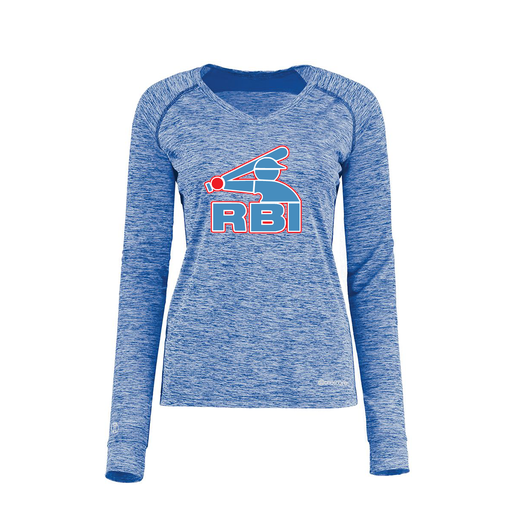 [222770.U55.XS-LOGO1] Ladies Electric Long Sleeve Shirt (Female Adult XS, Royal)