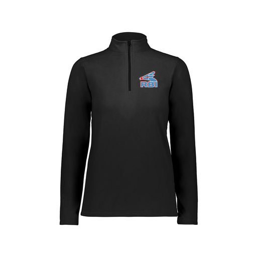 [6864.080.XS-LOGO1] Ladies MicroFleece 1/4 Zip Pullover (Female Adult XS, Black)