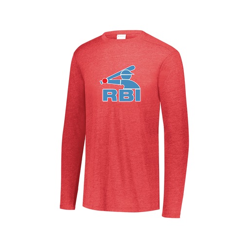 [FTLCUBRD-AXS-LOGO1] Decker Men's Tri-Blend T-Shirt - Long Sleeve (Adult XS, Red)