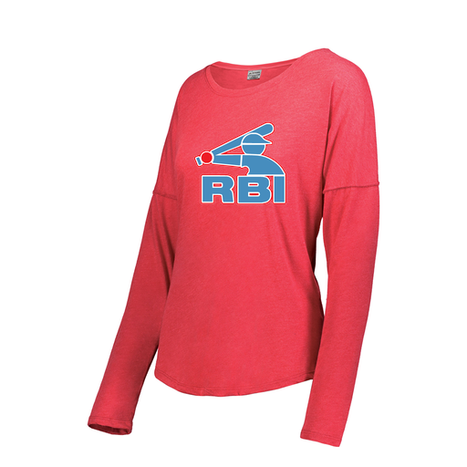 [FTLCUBRD-FAXS-LOGO1] Decker Women's Tri-Blend T-Shirt - Long Sleeve (Female Adult XS, Red)